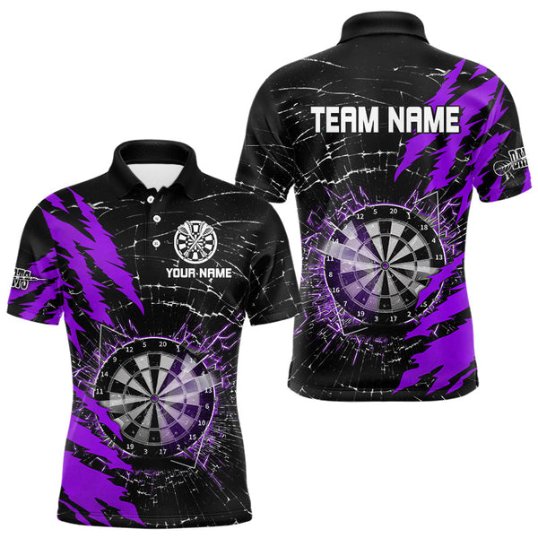 Maxcorners Black And Purple Darts Board Break Glass Custom Dart Shirts For Men, Darts Team Shirts Dart Jerseys