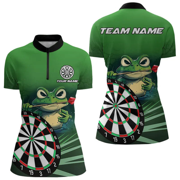 Maxcorners Personalized Green Funny Frogz Darts Shirts For Men And Women Custom Darts Team Jerseys Outfit, Darts Gifts