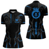 Maxcorners Customized 8 Ball Pool Crown Men And Women Billiard Shirts, Blue And Black Billiard Team Shirts, Pool Jerseys