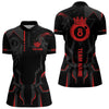 Maxcorners Customized 8 Ball Pool Crown Men And Women Billiard Shirts, Red And Black Billiard Team Shirts, Pool Jerseys