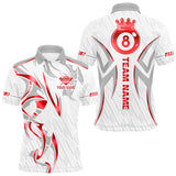 Maxcorners White And Red Crown 8 Ball Men's Billiards Shirts Custom Billiard Jersey Team Polo & 1/4 Zip MT0811