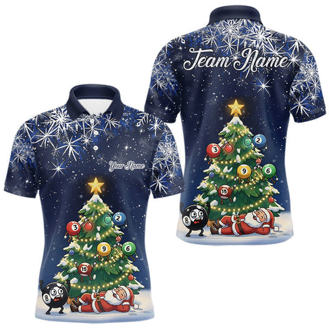 Maxcorners Funny Santa Christmas Billiard Balls Pine Tree Pool Shirt For Men Custom Xmas Billiard Gifts TU1011