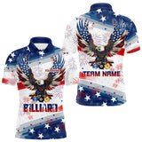 Maxcorners Personalized 8 Ball 9 Ball & 10 Ball American Flag Eagle Billiard Shirt, Pride Men Billiard Jerseys