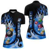 Maxcorners Custom Black Blue Fire Flame Light Pool Balls Billiard Shirts Team League Billiard Jerseys