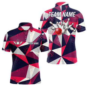 Maxcorners Custom Geometric Bowling Tournament Shirts For Men, Bowling League Team Jersey Polo & Quarter Zip