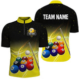 Maxcorners Galaxy 9 Ball Pool Custom Yellow Billiard Shirts For Men, Personalized Billiard Balls Sport Jerseys