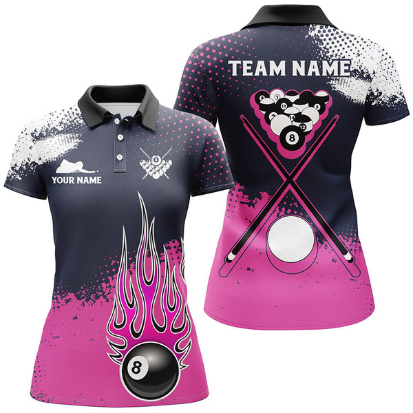 Maxcorners Pink Grunge Paint Splatter Billiard Jersey Customized Name, Team Name 3D Shirt