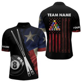 Maxcorners Retro Grunge Texas Flag 8 Ball Pool Billiard Shirt For Men And Women Custom Patriotic Billiard Team Jersey