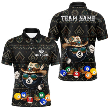 Maxcorners Funny 8 Ball Pool Tribal Pattern Billiard Shirts For Men Custom Pool Team Jersey, Billiard Gift