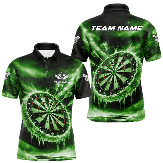Maxcorners Personalized Green Dartboard Icy Darts Shirt For Men Custom Darts Jersey Team Polo & 1/4 Zip