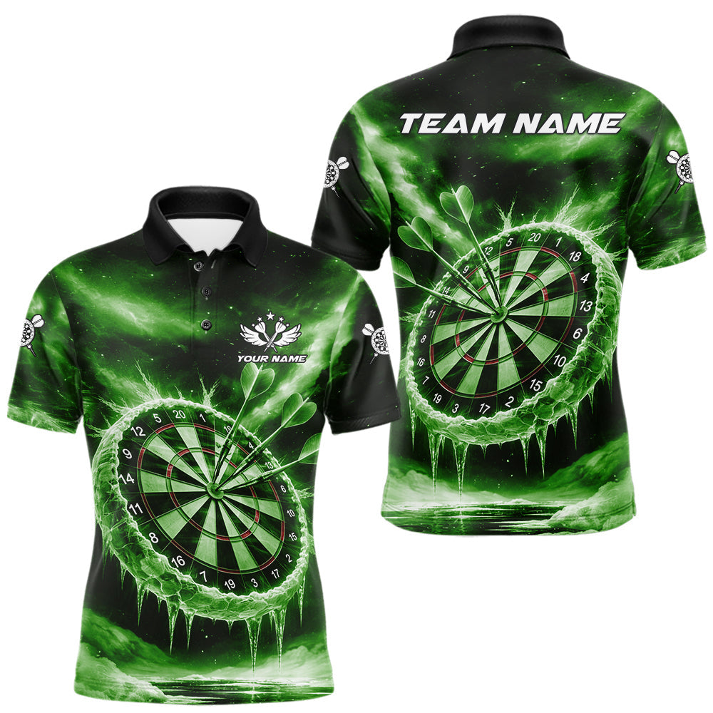 Maxcorners Personalized Green Dartboard Icy Darts Shirt For Men Custom Darts Jersey Team Polo & 1/4 Zip