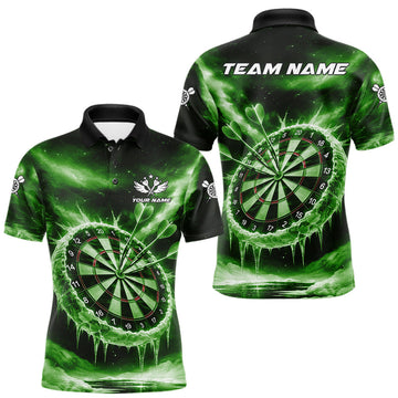 Maxcorners Personalized Green Dartboard Icy Darts Shirt For Men Custom Darts Jersey Team Polo & 1/4 Zip