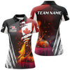 Maxcorners Patriotic Canada Flag Billiard Balls Fire Flame Custom Billiard Men Polo Shirts, Pool Team Jerseys LM054