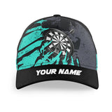 Maxcorners Darts Turquoise Grunge Personalized Name 3D Cap