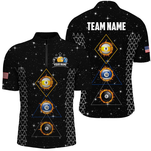 Maxcorners Custom Galaxy Billiard 8 Ball 9 & Ball 10 Ball Shirts For Men, Unique Team Jersey Billiard Shirts