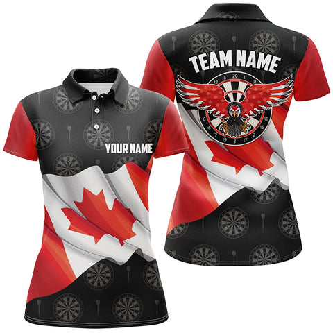 Maxcorners Waving Canada Flag Darts Jersey Customized Name, Team Name 3D Polo Shirt