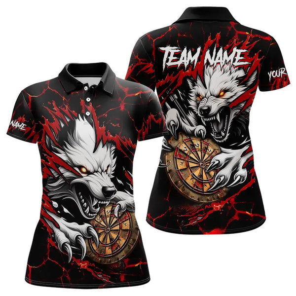 Maxcorners Personalized Wolf Lightning Darts Polo Shirt Custom Dart Shirts For Men And Women Darts Jerseys |Red