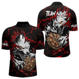 Maxcorners Personalized Wolf Lightning Darts Polo Shirt Custom Dart Shirts For Men And Women Darts Jerseys |Red