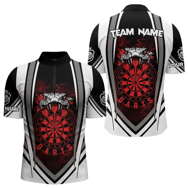 Maxcorners Personalized Black White Cobra Snake Dart Shirts For Men Custom Team Outfit Darts Jerseys | Red