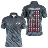 Maxcorners American Flag Grey Grunge Darts Polo & Quarter Zip Custom Dart Shirts For Men Patriotic Dart Jersey