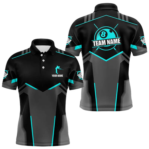 Maxcorners Billiard Jerseys For Men Custom Polo & 1/4 Zip Billiard Shirts, Team Pooler Short Sleeve |Turquoise