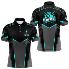 Maxcorners Billiard Jerseys For Men Custom Polo & 1/4 Zip Billiard Shirts, Team Pooler Short Sleeve |Turquoise