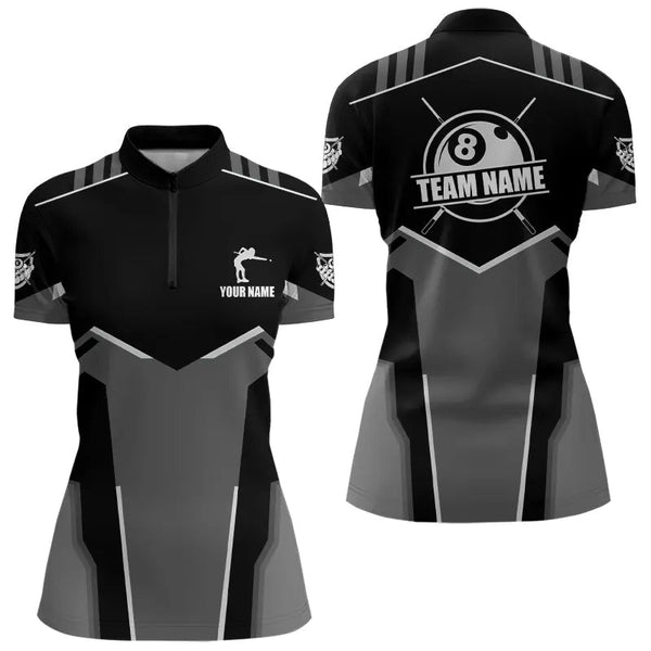 Maxcorners Billiard Jerseys For Men Custom Polo & Quarter-Zip Billiard Shirts, Team Pooler Short Sleeve |White