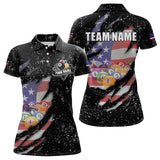 Maxcorners Personalized Grunge Black American Flag Billiard Shirts For Men Custom 8 Ball Pool Billiard Jersey
