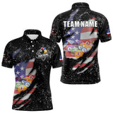 Maxcorners Personalized Grunge Black American Flag Billiard Shirts For Men Custom 8 Ball Pool Billiard Jersey