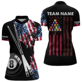 Maxcorners Personalized US Flag Smoke 8 Ball Pool Billiard Shirt For Men Custom Patriotic Billiard Team Jersey