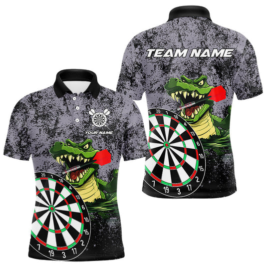 Maxcorners Personalized Green Funny Crocodilian Grunge Darts Shirts For Men, Darts Team Jerseys, Darts Gifts
