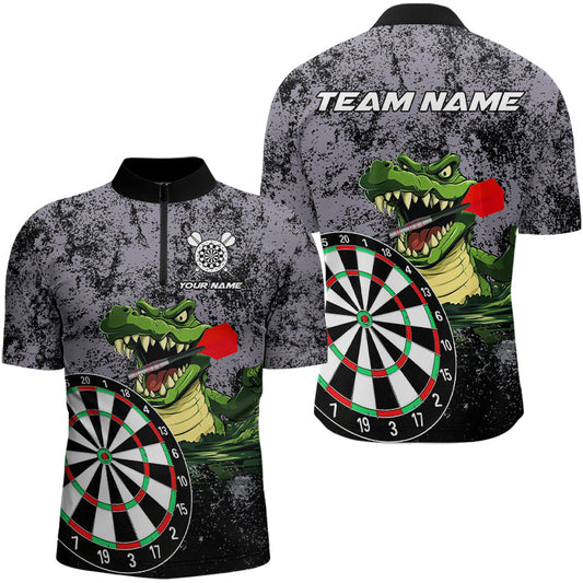 Maxcorners Personalized Green Funny Crocodilian Grunge Darts Shirts For Men, Darts Team Jerseys, Darts Gifts