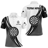 Maxcorners Personalized Black White And Grey Dartboard Crown Dart Shirts For Men Custom Darts Team Jerseys LM133