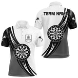 Maxcorners Personalized Black White And Grey Dartboard Crown Dart Shirts For Men Custom Darts Team Jerseys LM133