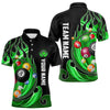 Maxcorners 3D Billiard Balls Fire Flame Custom Pool Shirts For Men, Billiard League Team Jerseys | Green LM133