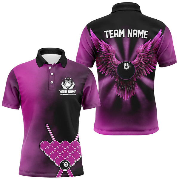 MaxCorners Billiard Pink Billiard 8 Ball Wings Customized Name, Team Name 3D Polo Shirt