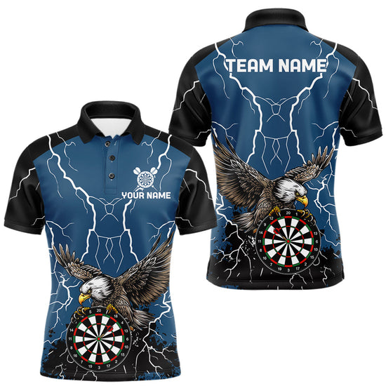 Maxcorners Personalized Eagle Darts Shirts For Men Custom Thunder Lightning Storm Darts League Team Jersey