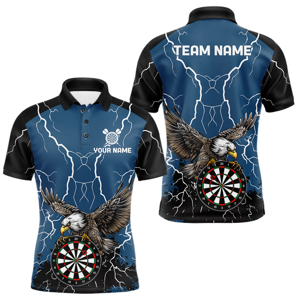 Maxcorners Personalized Eagle Darts Shirts For Men Custom Thunder Lightning Storm Darts League Team Jersey