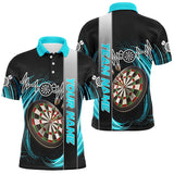 Maxcorners Cyan Swirl Dartboard Heartbeat Line Darts Jersey Customized Name, Team Name 3D Shirt Unisex