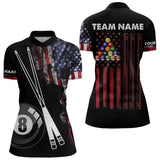 Maxcorners American Flag Smoke 8 Ball Pool Billiard Shirt For Men And Women Custom Patriotic Billiard Team Jersey