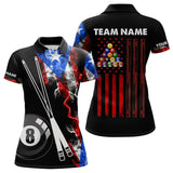 Maxcorners Personalized Us Flag Smoke 8 Ball Pool Billiard Shirt For Men And Women Custom Patriotic Billiard Team Jersey