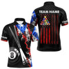 Maxcorners Personalized Us Flag Smoke 8 Ball Pool Billiard Shirt For Men And Women Custom Patriotic Billiard Team Jersey