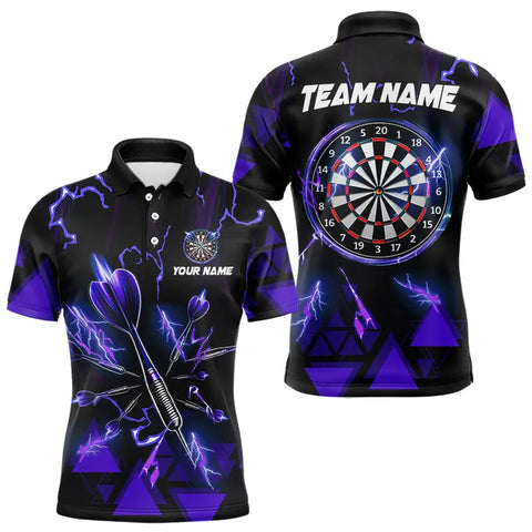 Maxcorners Blue Darts Arrow Thunder Lightning Dart Shirts For Men Custom Dart Team Jerseys Polo & 1/4 Zip