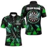 Maxcorners Green Darts Arrow Thunder Lightning Dart Shirts For Men Custom Dart Team Jerseys Polo & 1/4 Zip 