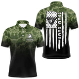 Maxcorners Black And Green Camo American Flag 8 Ball Billiard Shirt For Men Custom Patriotic Pool Team Jersey LM1610