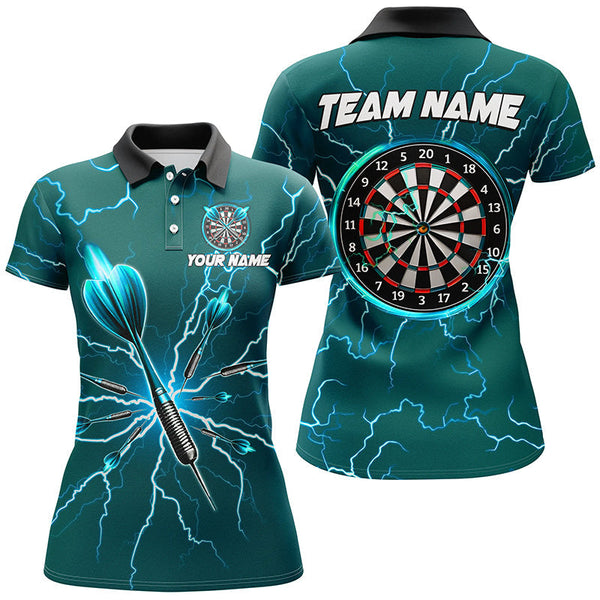 Maxcorners Turquoise Darts Thunder Lightning Darts Jersey Customized Name, Team Name 3D Shirt Unisex