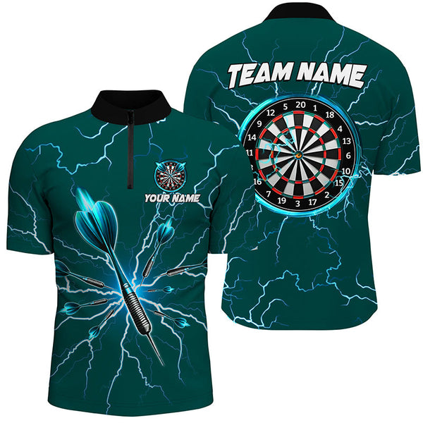 Maxcorners Turquoise Darts Thunder Lightning Darts Jersey Customized Name, Team Name 3D Shirt Unisex