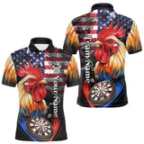 Maxcorners American Flag Smoke Rooster Darts Shirt For Men Custom Patriotic Darts Jersey Team Polo, 1/4 Zip MT1511