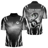 Maxcorners Personalized Thunder Lightning Cobra Snake Men Billiard Shirts, 8 Ball Billiard Team Jerseys |White