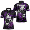 Maxcorners Personalized Wolf Lightning Darts Polo & Quarter Zip Custom Dart Shirts For Men Darts Jersey |Purple